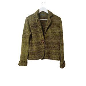 Willow Moss Green Marled Knit Wool Blend Blazer Cardigan Sweater Medium